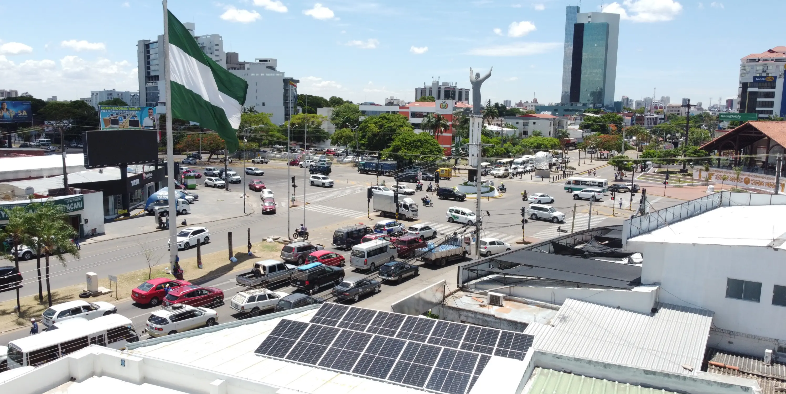 Instalación de generación distribuida El Cristo, Santa Cruz, vista desde drone